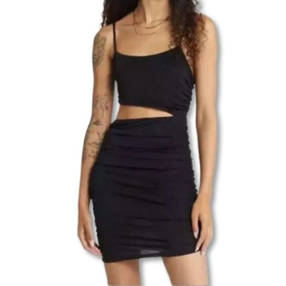 BP Sparkling Mini Dress Cutout Design Adjustable Straps Sleeveless Black 2X NWOT